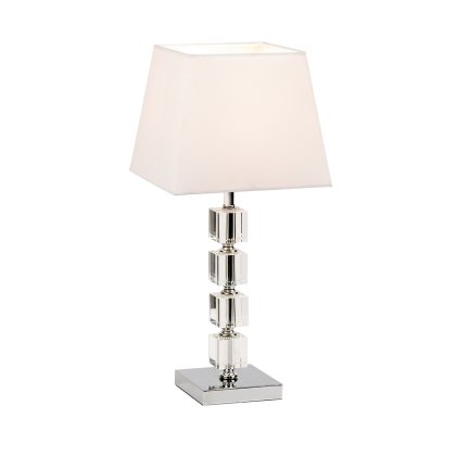 Chrome & Acrylic Table Lamp & White Shade Chrome & Acrylic Table Lamp & White Shade