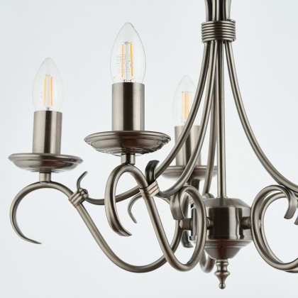 Antique Silver Fitting with 5 Candles Antique Silver Fitting with 5 Candles