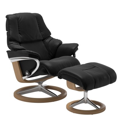 Stressless Reno Large Chair & Stool Signature Base Stressless Reno Large Chair & Stool Signature Base