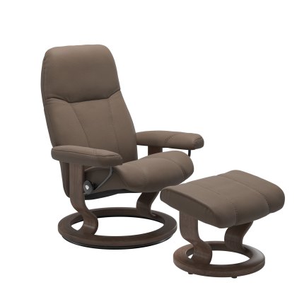Stressless Promotional Consul Medium Classic Chair and Stool Stressless Promotional Consul Medium Classic Chair and Stool