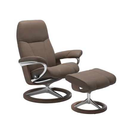 Stressless Promotional Consul Medium Signature Chair and Stool Stressless Promotional Consul Medium Signature Chair and Stool