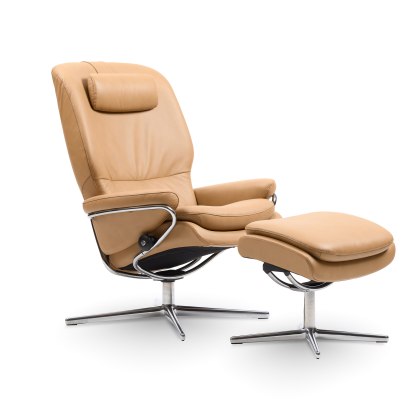 Stressless Rome Chair & Footstool Cross Base Stressless Rome Chair & Footstool Cross Base