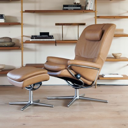 Stressless Rome Chair & Footstool Cross Base Stressless Rome Chair & Footstool Cross Base
