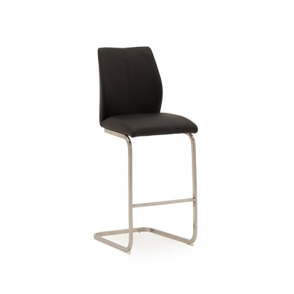 Alessi Bar Stool Brushed Steel Black Alessi Bar Stool Brushed Steel Black