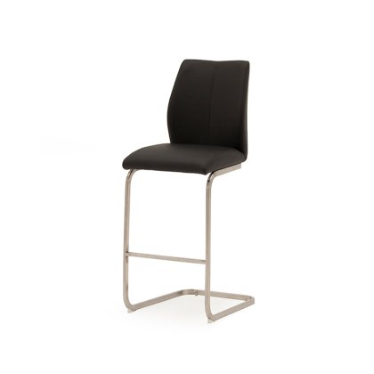 Alessi Bar Stool Brushed Steel Black Alessi Bar Stool Brushed Steel Black