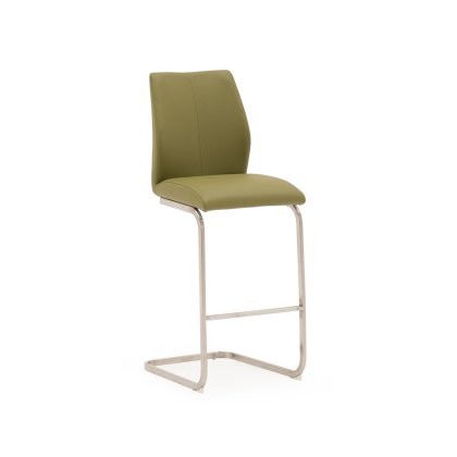 Alessi Bar Stool Brushed Steel Olive Alessi Bar Stool Brushed Steel Olive