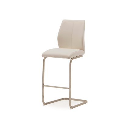 Alessi Bar Stool Brushed Steel Taupe Alessi Bar Stool Brushed Steel Taupe