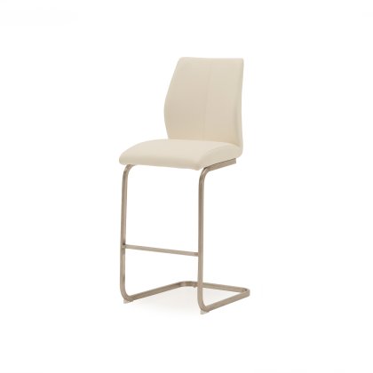 Alessi Bar Stool Brushed Steel White Alessi Bar Stool Brushed Steel White