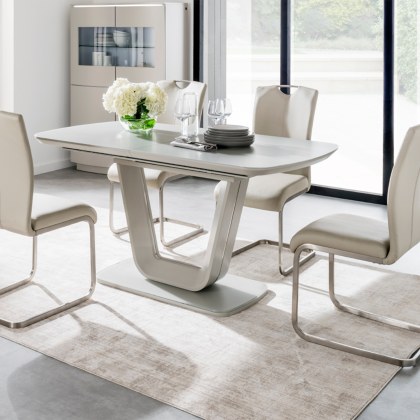 Lewis Medium Dining Table & 4 Taupe Chairs Lewis Medium Dining Table & 4 Taupe Chairs