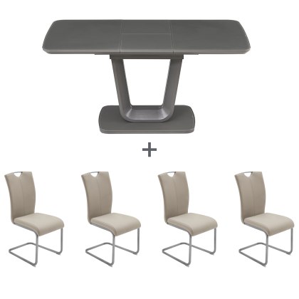 Lewis Medium Dining Table & 4 Taupe Chairs Lewis Medium Dining Table & 4 Taupe Chairs