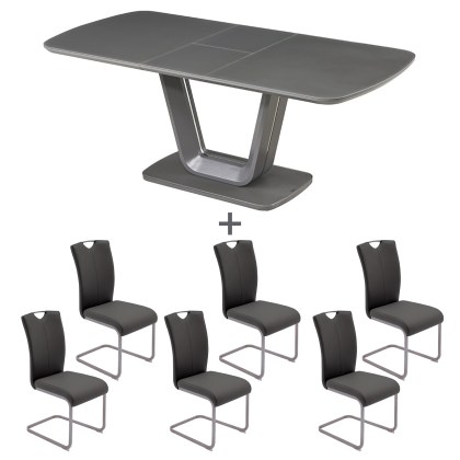 Lewis Large Dining Table & 6 Grey Chairs Lewis Large Dining Table & 6 Grey Chairs
