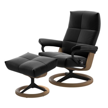 Stressless David Large Chair & Stool Signature Base Stressless David Large Chair & Stool Signature Base