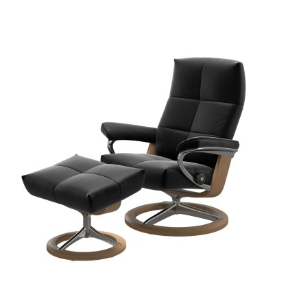 Stressless David Small Chair & Stool Signature Base Stressless David Small Chair & Stool Signature Base