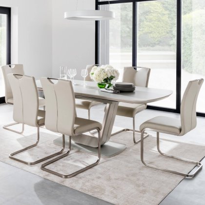 Lewis Large Dining Table & 6 Taupe Chairs Lewis Large Dining Table & 6 Taupe Chairs