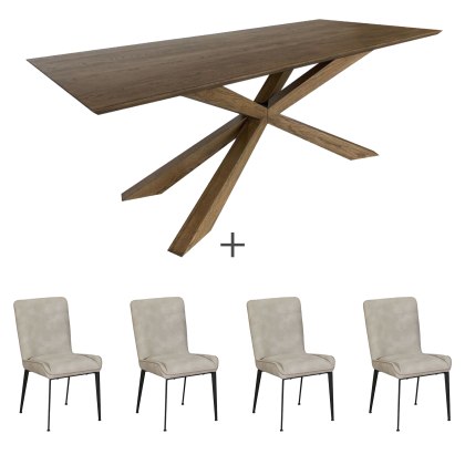 Harvey 200cm Dining Table & 4 Rose Chairs Harvey 200cm Dining Table & 4 Rose Chairs
