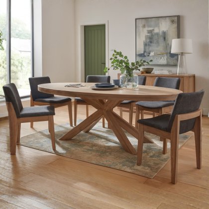 Fleur Medium Dining Table & 6 Dark Grey Chairs Fleur Medium Dining Table & 6 Dark Grey Chairs