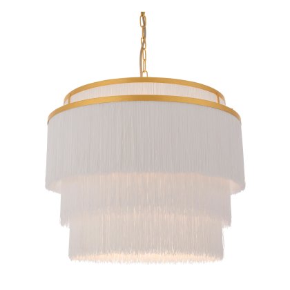 Gold with White Fringe Large Pendant Gold with White Fringe Large Pendant