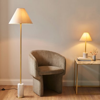 Brushed Brass and White Marble Floor Lamp Brushed Brass and White Marble Floor Lamp