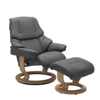 Stressless Reno Medium Chair & Stool Classic Base Stressless Reno Medium Chair & Stool Classic Base