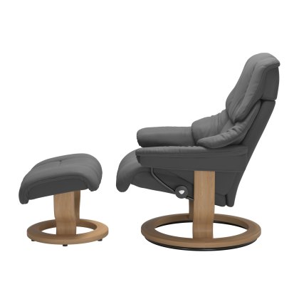 Stressless Reno Medium Chair & Stool Classic Base Stressless Reno Medium Chair & Stool Classic Base
