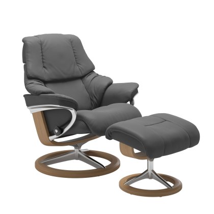 Stressless Reno Medium Chair & Stool Signature Base Stressless Reno Medium Chair & Stool Signature Base