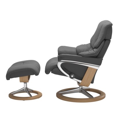 Stressless Reno Medium Chair & Stool Signature Base Stressless Reno Medium Chair & Stool Signature Base