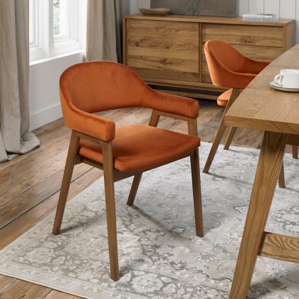 Clifton Upholstered Arm Chair - Rust Velvet Clifton Upholstered Arm Chair - Rust Velvet