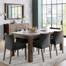 TRINITY DARK OAK DINING Cookes Collection Trinity Gun Metal Velvet Dining Chair