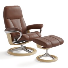 Stressless Consul Large Chair & Stool Signature Base 2