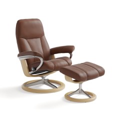 Stressless Consul Medium Chair & Stool Signature Base 2