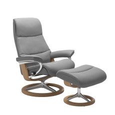 Stressless View Medium Chair & Stool Signature Base 1