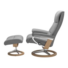 Stressless View Medium Chair & Stool Signature Base 2