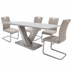 Cookes Collection Ralph Medium Dining Table & 4 Taupe Chairs