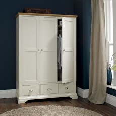 Cookes Collection Camden Soft Grey and Pale Oak Triple Wardrobe 