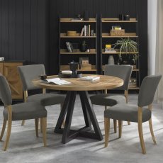 Iris Rustic Oak Round Dining Table & 4 Chairs 1