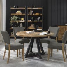 Iris Rustic Oak Round Dining Table & 4 Chairs 2