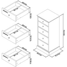 Ashley White 5 Drawer Tall Chest 6