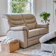 G Plan Ledbury 2 Seater Single Power Recliner Sofa LHF with Headrest & Lumbar in Leather 2