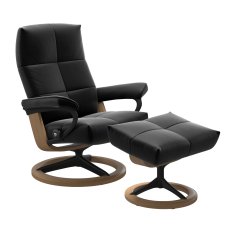 Stressless David Medium Chair & Stool Signature Base 1