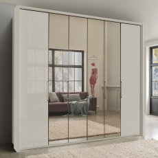 Monaco 2000 6 Door Bi-Fold Mirrored Wardrobe 1