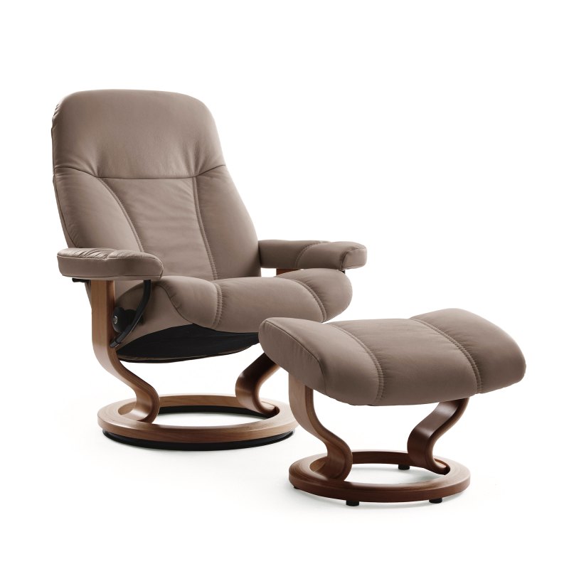 Stressless Consul Medium Chair and Stool Classic Base 1