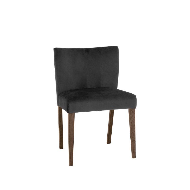 TRINITY DARK OAK DINING Cookes Collection Trinity Gun Metal Velvet Dining Chair