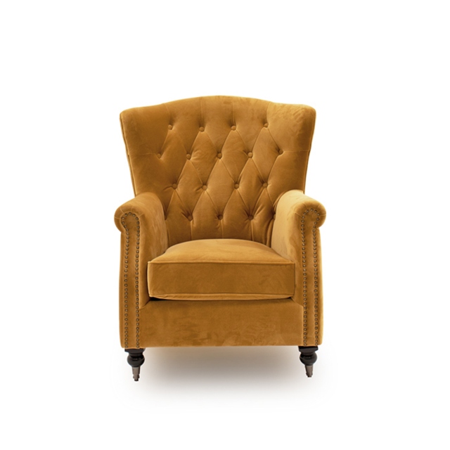 mustard wingback armchair