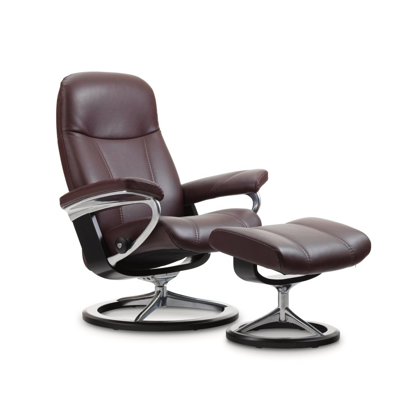 Stressless Consul Medium Chair & Stool Signature Base 1