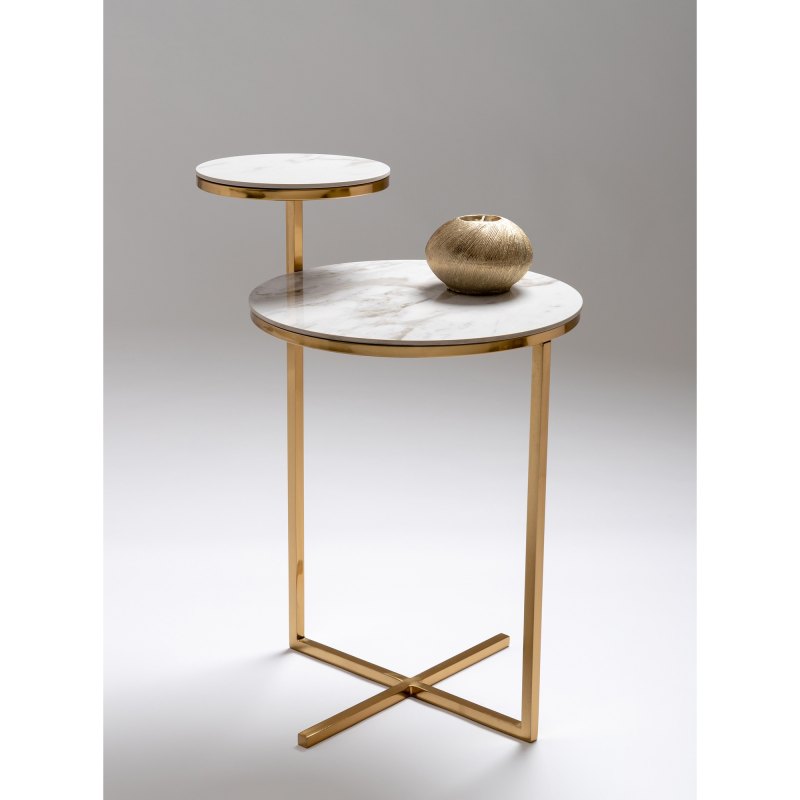 SMALL TABLES Cruz Brushed Brass Side Table