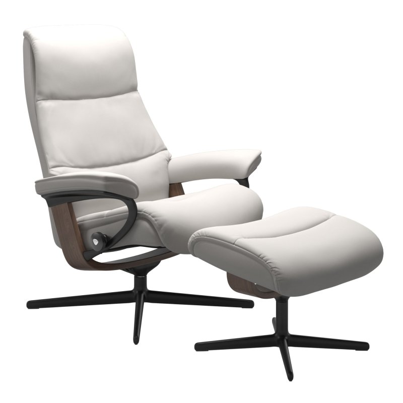 Stressless View Medium Chair & Stool Cross Base 1