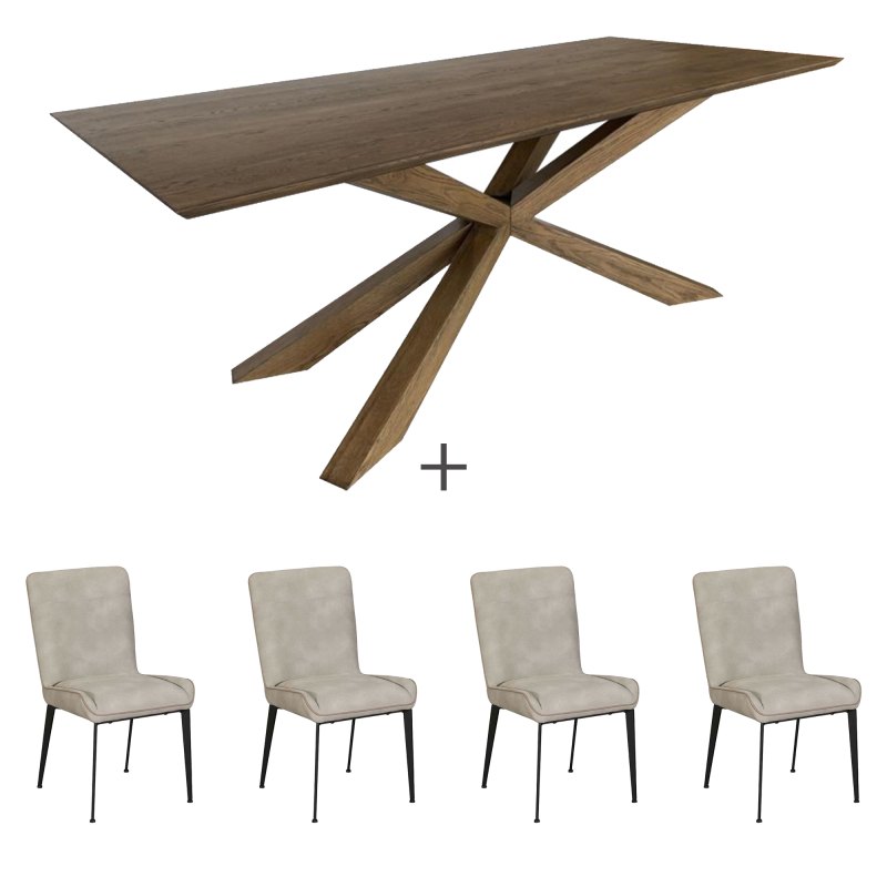 Harvey 200cm Dining Table & 4 Rose Chairs 1