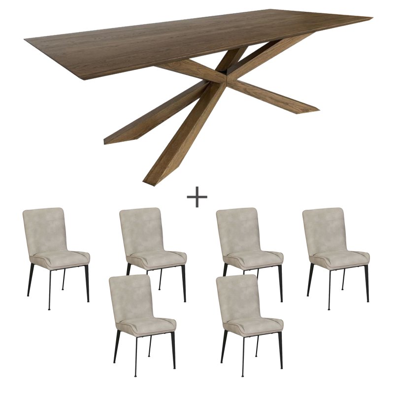 Harvey 240cm Dining Table & 6 Rose Chairs 1